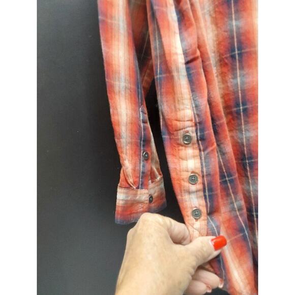 Ladies Ariat Real RN105037 Size US XL Flannel Style Red Orange Cream - Picture 5 of 7